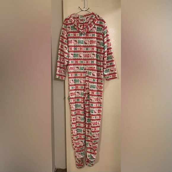 HELLO KITTY by SANRIO Christmas Hooded Footed Jumpsuit - Picture 3 of 7